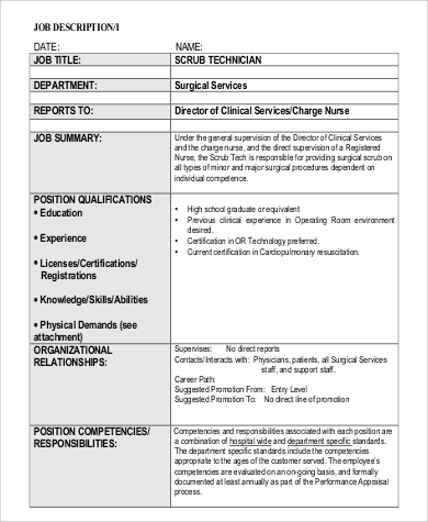 surgical service tech job description