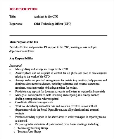 assistant cto job description