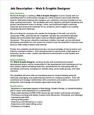 web graphic designer job description