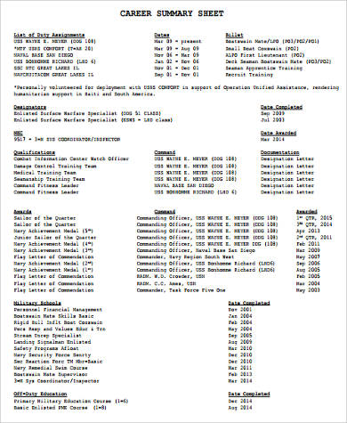 FREE 8+ Career Summary Samples in MS Word | PDF