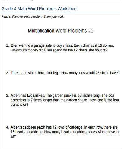 Sample Word Problem Worksheet 9 Examples In Pdf Word