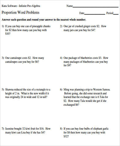 proportion word problem worksheet
