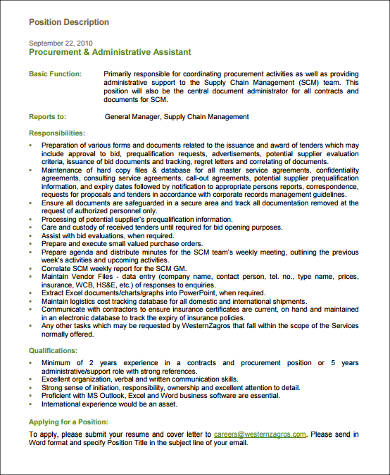 administrative assistant job description for resume