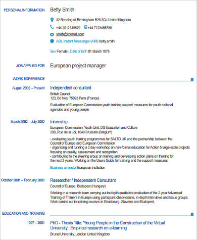 project manager work experience resume