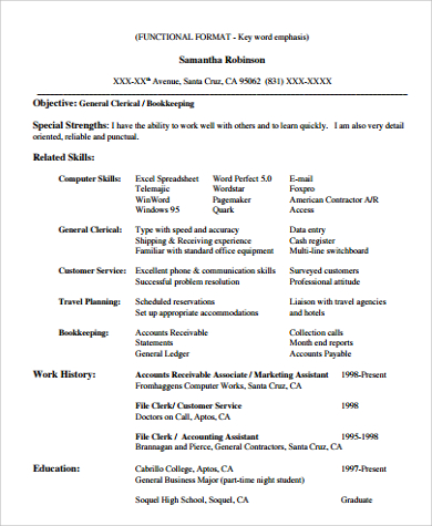 skills for functional resume