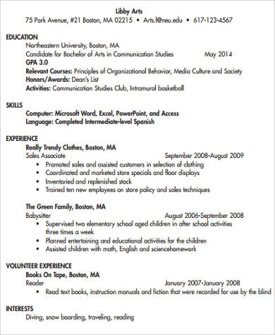 free resume templates for recent college graduates