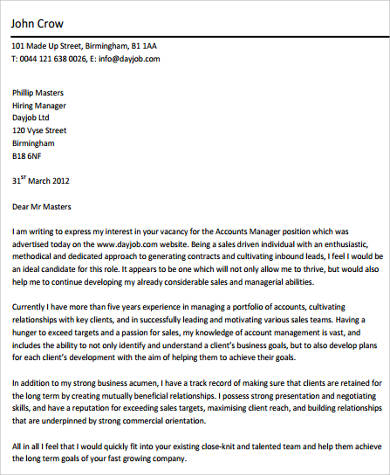 accounting manager cover letter