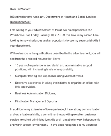 sample for application employment printable Word, 9 Examples in Sample   PDF Email  Cover Letter