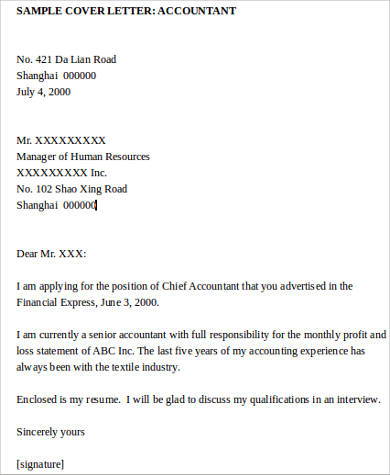 accounting cover letter templates free