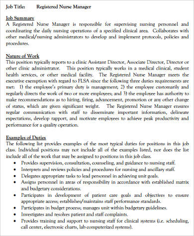 nurse career summary