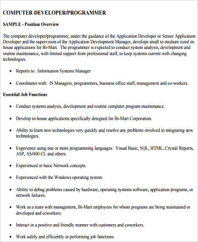 computer programmer job description pdf