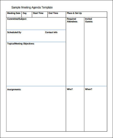 agenda format sample