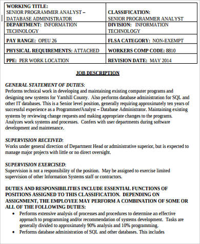 Computer Programming Job Description