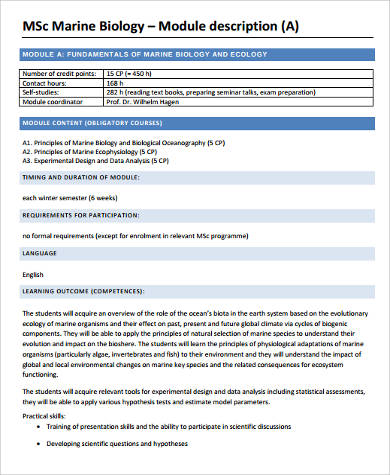 marine biology module job description 