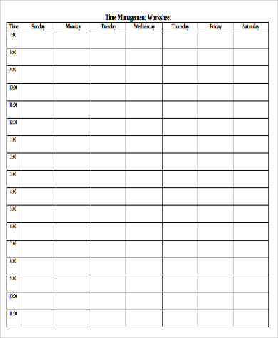 weekly time management sheet