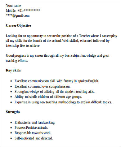 8+ Teacher Resume Examples  Sample Templates