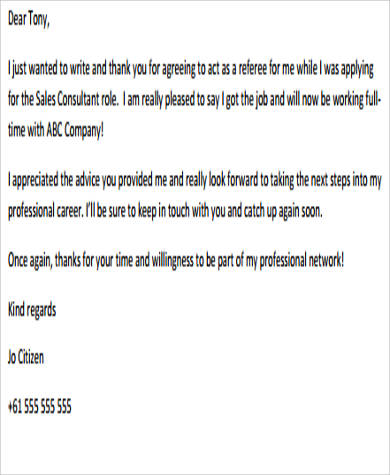 Thank You For Reference Letter Sample from images.sampletemplates.com