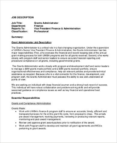 grant administrator job description