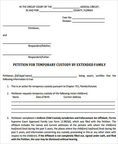 guardianship agreement letter Temporary  Word, Sample Examples  in PDF  Form 7 Custody