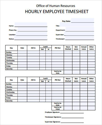 employee hourly timesheet