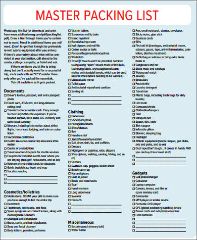 free 8 vacation packing checklist samples in ms word pdf google