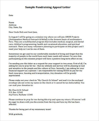 fundraising appeal letter example