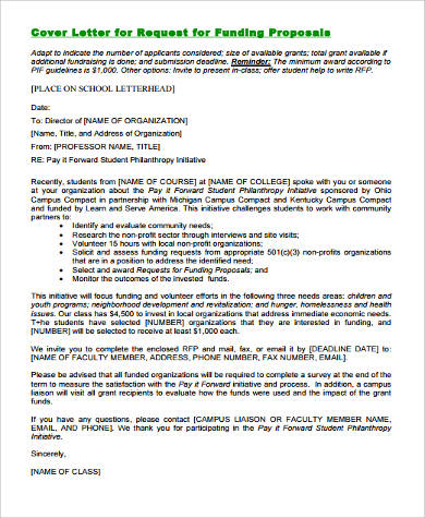cover letter for request for funding proposals