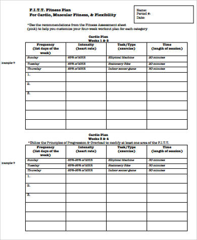 workout sheet plan pdf