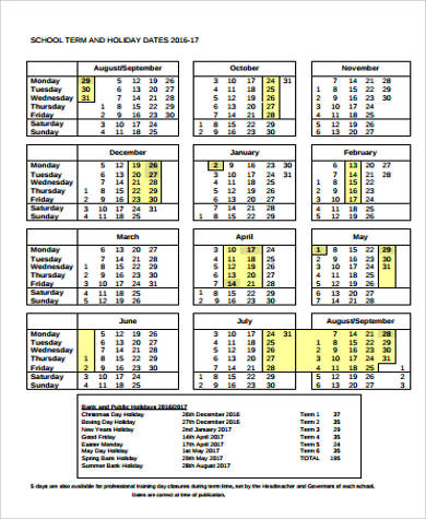school term calendar printable