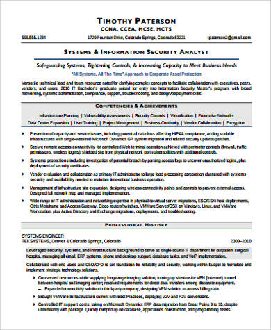 information security resume