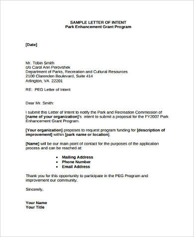 formal letter of intent format pdf