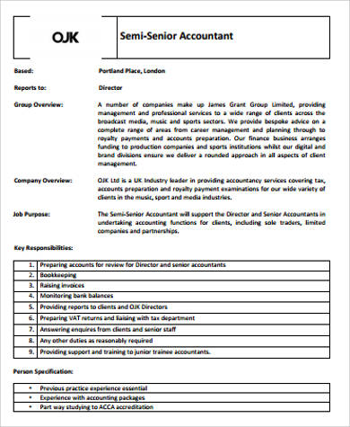semi senior accountant job description pdf