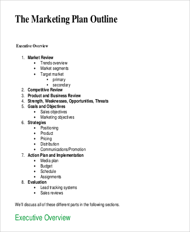 Business plan market analysis outline template