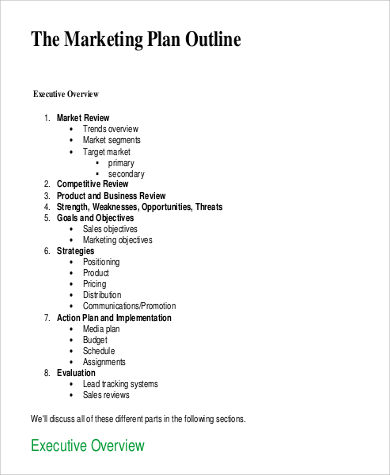 marketing plan outline for small business