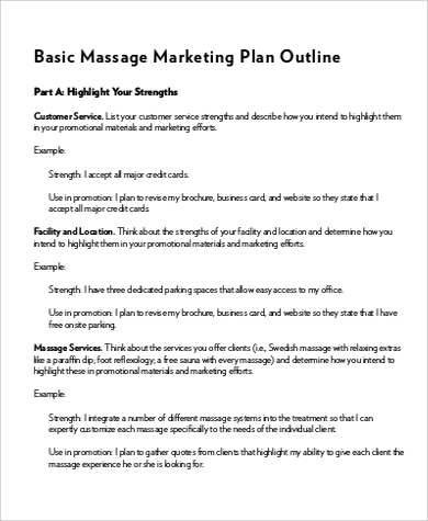 massage marketing plan outline