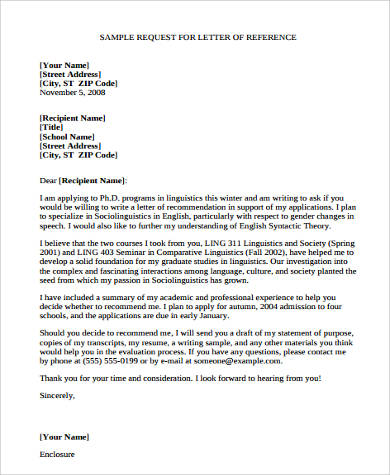 Letter Of Recommendation Or Letter Of Reference