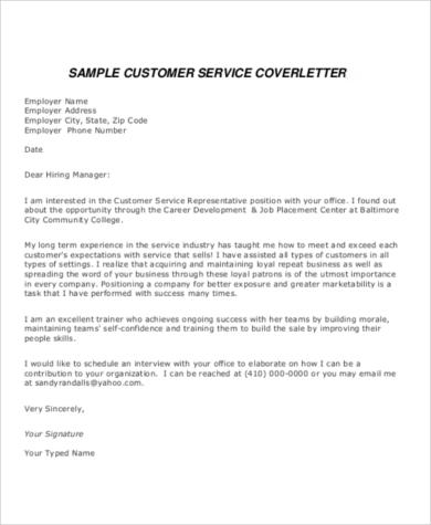 general customer service cover letter pdf