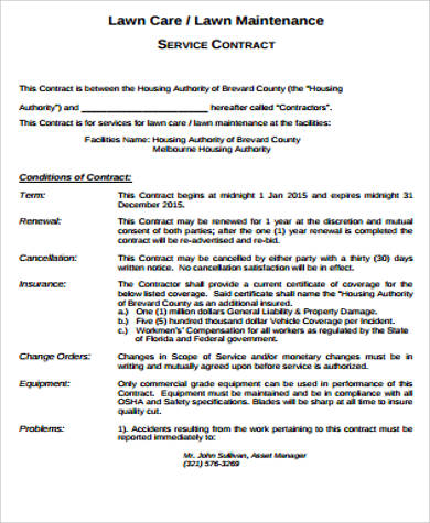 lawn care contract