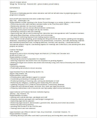 executive legal assistant resume