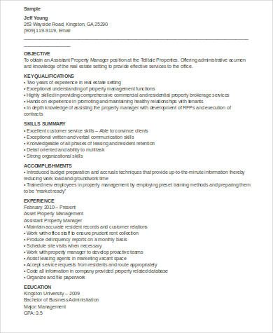 sample assistant property manager resume6