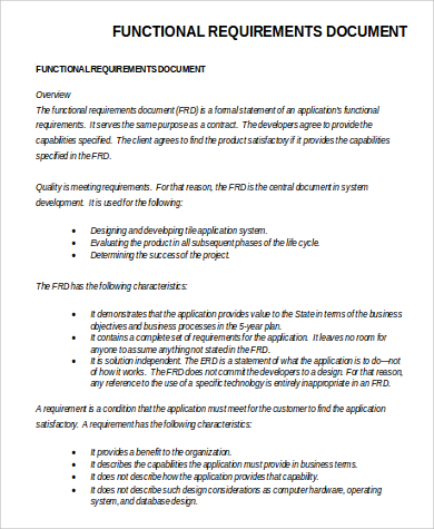 functional requirements document example