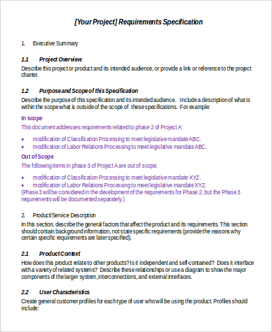 requirements specification document