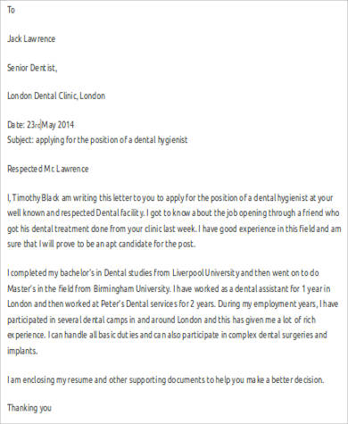 example dental assistant cover letter