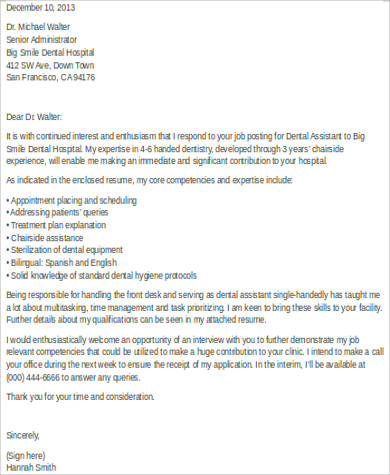 cover letter for a dental assistant with no experience