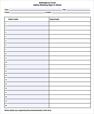 FREE 12+ Sample Meeting Sign in Sheet Templates in MS Word | PDF