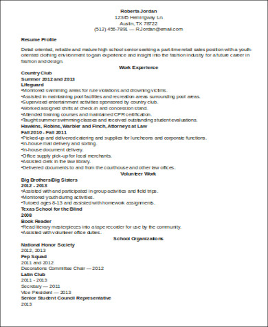 resume samples for first time with no experience