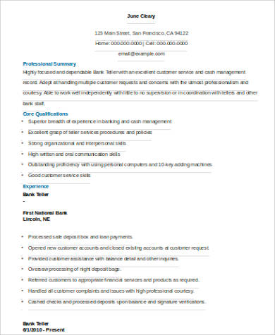 best objective for resume bank