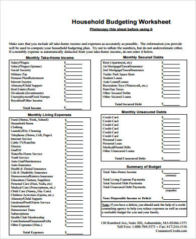 FREE 10+ Sample Family Budget Worksheet Templates in MS Word | PDF