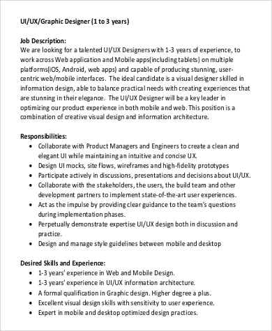 ux graphic designer job description in pdf