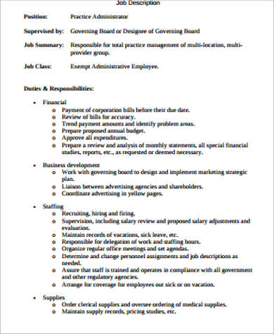 healthcare business administration job description2